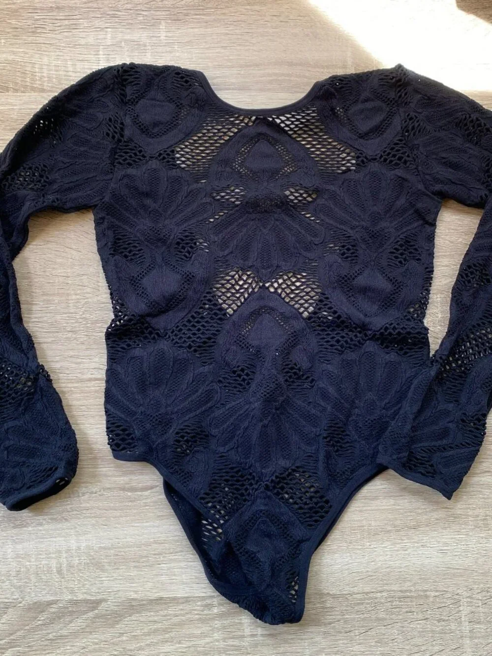 Zara Long-Sleeve Boatneck Sheer Bodysuit Black XS